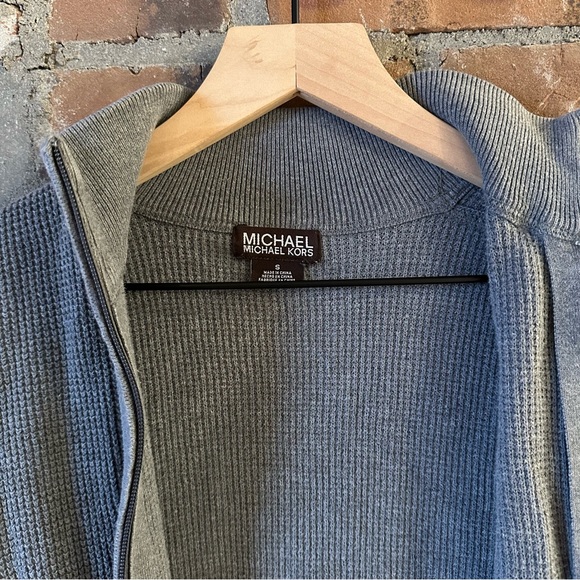 Mens Michael Kors Zip Up Sweater Small Gray - Picture 2 of 10